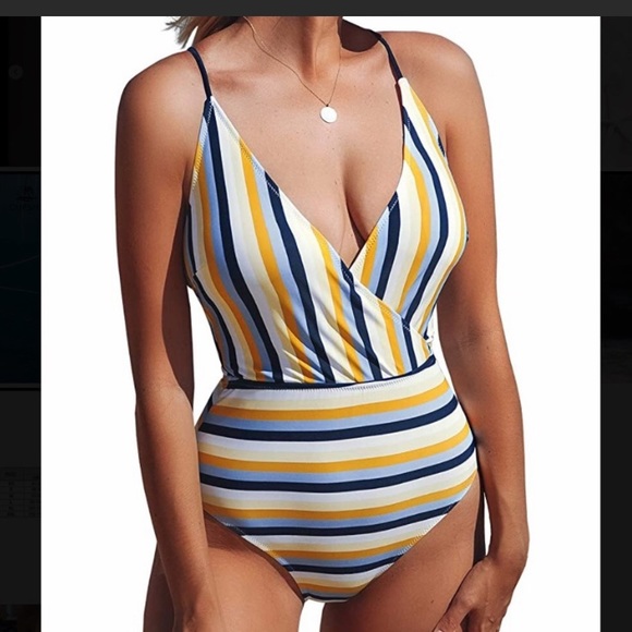 Cupshe | NWT Striped One Piece Bathing Suit - Picture 2 of 15